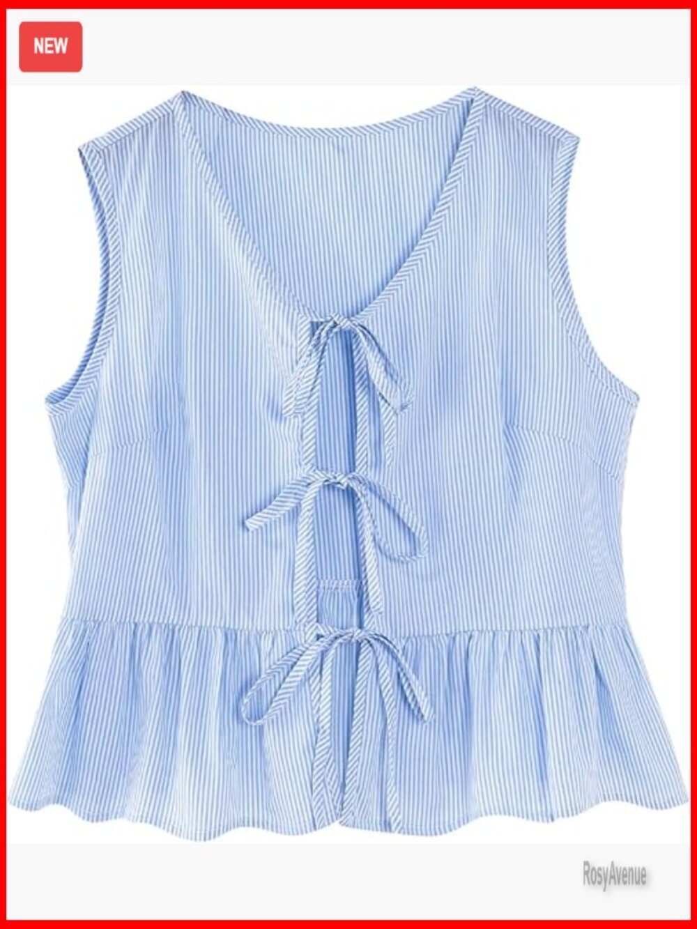 Striped Tie Front Peplum Tank Top Sleeveless Summer Blouse